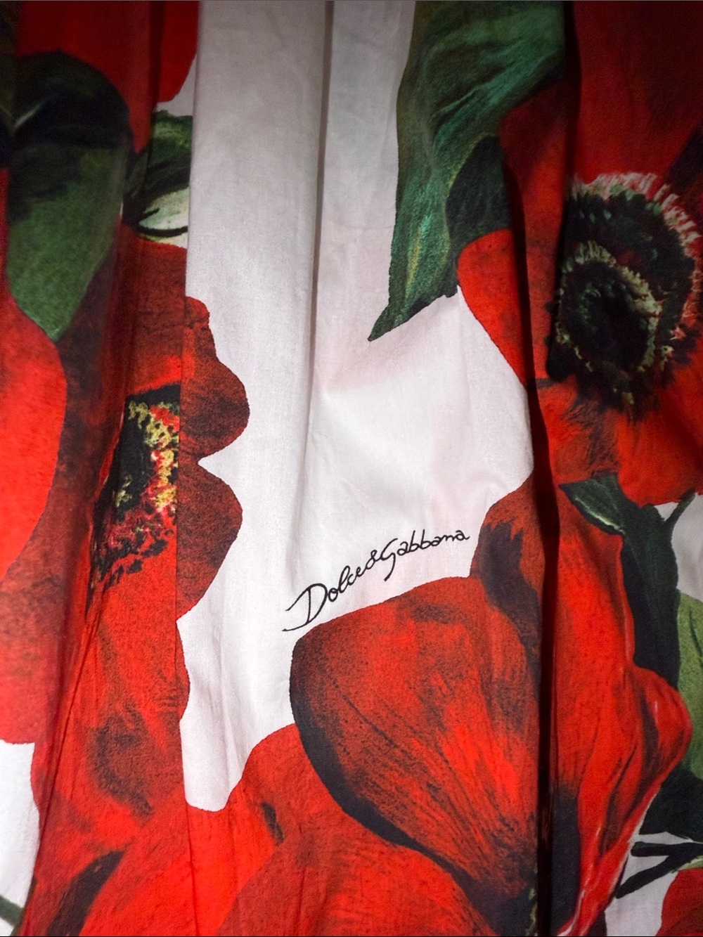 Dolce & Gabbana Cotton Sun Dress with Anemone - Red Floral Midi - IT 44 - US 8 - Picture 10 of 12